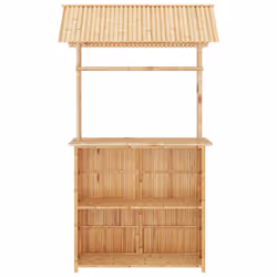 vidaXL Bar Set 3 Piece Bamboo Patio Breakfast Bar Stool Garden Table and Chair - Additional view 4