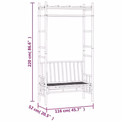 vidaXL Garden Bench with Pergola 116 cm Bamboo Outdoor Seating Bench Chair - Additional view 5