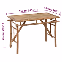 vidaXL Folding Garden Table Bamboo Outdoor Patio Camping Picnic Portable Table - Additional view 3