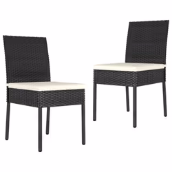 vidaXL Outdoor Dining Set 3 Piece with Cushions Poly Rattan Black Patio Seat