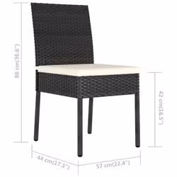 vidaXL Outdoor Dining Set 3 Piece with Cushions Poly Rattan Black Patio Seat
