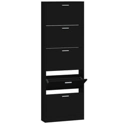 ) New Wood Shoe Cabinet 5Drawer Organiser Furniture Multi Colours Multi Sizes - Black, 59 x 17 x 169 cm (W x D x H