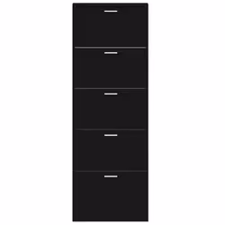 ) New Wood Shoe Cabinet 5Drawer Organiser Furniture Multi Colours Multi Sizes - Black, 59 x 17 x 169 cm (W x D x H - Additional view 5