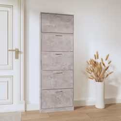 ) New Wood Shoe Cabinet 5Drawer Organiser Furniture Multi Colours Multi Sizes - Concrete grey, 59 x 17 x 169 cm (W x D x H - Additional view 2