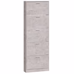 ) New Wood Shoe Cabinet 5Drawer Organiser Furniture Multi Colours Multi Sizes - Concrete grey, 59 x 17 x 169 cm (W x D x H - Additional view 4