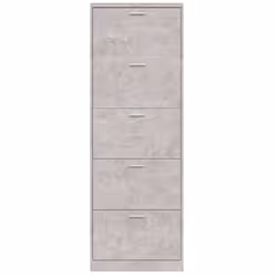) New Wood Shoe Cabinet 5Drawer Organiser Furniture Multi Colours Multi Sizes - Concrete grey, 59 x 17 x 169 cm (W x D x H - Additional view 5
