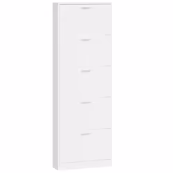 ) New Wood Shoe Cabinet 5Drawer Organiser Furniture Multi Colours Multi Sizes - High gloss white, 59 x 17 x 169 cm (W x D x H - Additional view 4