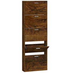 ) New Wood Shoe Cabinet 5Drawer Organiser Furniture Multi Colours Multi Sizes - Smoked oak, 59 x 17 x 169 cm (W x D x H