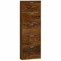 ) New Wood Shoe Cabinet 5Drawer Organiser Furniture Multi Colours Multi Sizes - Smoked oak, 59 x 17 x 169 cm (W x D x H - Additional view 4