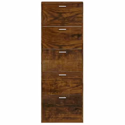 ) New Wood Shoe Cabinet 5Drawer Organiser Furniture Multi Colours Multi Sizes - Smoked oak, 59 x 17 x 169 cm (W x D x H - Additional view 5
