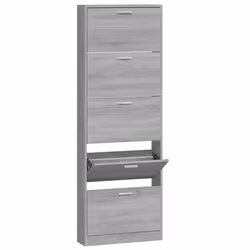 ) New Wood Shoe Cabinet 5Drawer Organiser Furniture Multi Colours Multi Sizes - Grey sonoma, 59 x 17 x 169 cm (W x D x H