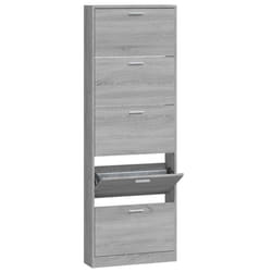 ) New Wood Shoe Cabinet 5Drawer Organiser Furniture Multi Colours Multi Sizes - Grey sonoma, 59 x 17 x 169 cm (W x D x H