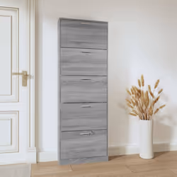 ) New Wood Shoe Cabinet 5Drawer Organiser Furniture Multi Colours Multi Sizes - Grey sonoma, 59 x 17 x 169 cm (W x D x H