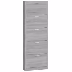 ) New Wood Shoe Cabinet 5Drawer Organiser Furniture Multi Colours Multi Sizes - Grey sonoma, 59 x 17 x 169 cm (W x D x H - Additional view 4