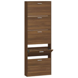 ) New Wood Shoe Cabinet 5Drawer Organiser Furniture Multi Colours Multi Sizes - Brown oak, 59 x 17 x 169 cm (W x D x H