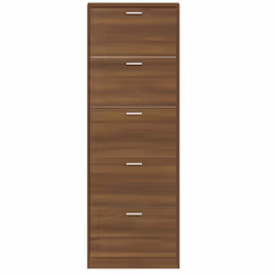 ) New Wood Shoe Cabinet 5Drawer Organiser Furniture Multi Colours Multi Sizes - Brown oak, 59 x 17 x 169 cm (W x D x H - Additional view 5