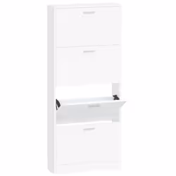 ) New Wood Shoe Cabinet 5Drawer Organiser Furniture Multi Colours Multi Sizes - White, 59 x 17 x 150 cm (W x D x H