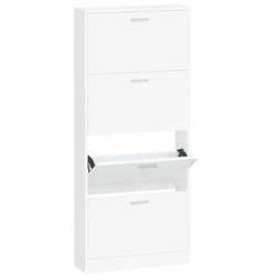 ) New Wood Shoe Cabinet 5Drawer Organiser Furniture Multi Colours Multi Sizes - White, 59 x 17 x 150 cm (W x D x H