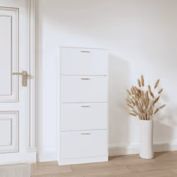 ) New Wood Shoe Cabinet 5Drawer Organiser Furniture Multi Colours Multi Sizes - White, 59 x 17 x 150 cm (W x D x H