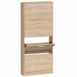) New Wood Shoe Cabinet 5Drawer Organiser Furniture Multi Colours Multi Sizes - Oak, 59 x 17 x 150 cm (W x D x H