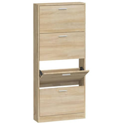 ) New Wood Shoe Cabinet 5Drawer Organiser Furniture Multi Colours Multi Sizes - Oak, 59 x 17 x 150 cm (W x D x H