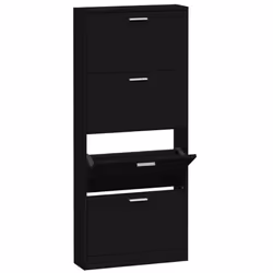 ) New Wood Shoe Cabinet 5Drawer Organiser Furniture Multi Colours Multi Sizes - Black, 59 x 17 x 150 cm (W x D x H