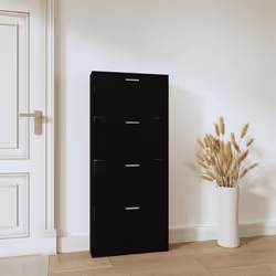 ) New Wood Shoe Cabinet 5Drawer Organiser Furniture Multi Colours Multi Sizes - Black, 59 x 17 x 150 cm (W x D x H