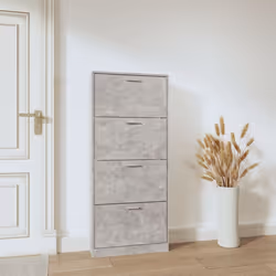 ) New Wood Shoe Cabinet 5Drawer Organiser Furniture Multi Colours Multi Sizes - Concrete grey, 59 x 17 x 150 cm (W x D x H - Additional view 2