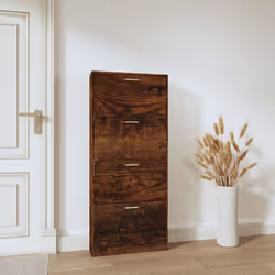 ) New Wood Shoe Cabinet 5Drawer Organiser Furniture Multi Colours Multi Sizes - Smoked oak, 59 x 17 x 150 cm (W x D x H - Additional view 2