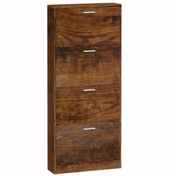 ) New Wood Shoe Cabinet 5Drawer Organiser Furniture Multi Colours Multi Sizes - Smoked oak, 59 x 17 x 150 cm (W x D x H - Additional view 4