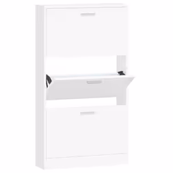 ) New Wood Shoe Cabinet 5Drawer Organiser Furniture Multi Colours Multi Sizes - White, 59 x 17 x 108 cm (W x D x H