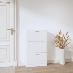 ) New Wood Shoe Cabinet 5Drawer Organiser Furniture Multi Colours Multi Sizes - White, 59 x 17 x 108 cm (W x D x H
