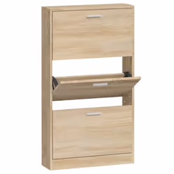 ) New Wood Shoe Cabinet 5Drawer Organiser Furniture Multi Colours Multi Sizes - Oak, 59 x 17 x 108 cm (W x D x H