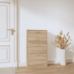 ) New Wood Shoe Cabinet 5Drawer Organiser Furniture Multi Colours Multi Sizes - Oak, 59 x 17 x 108 cm (W x D x H