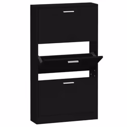 ) New Wood Shoe Cabinet 5Drawer Organiser Furniture Multi Colours Multi Sizes - Black, 59 x 17 x 108 cm (W x D x H