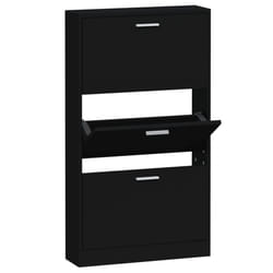 ) New Wood Shoe Cabinet 5Drawer Organiser Furniture Multi Colours Multi Sizes - Black, 59 x 17 x 108 cm (W x D x H