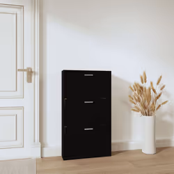 ) New Wood Shoe Cabinet 5Drawer Organiser Furniture Multi Colours Multi Sizes - Black, 59 x 17 x 108 cm (W x D x H