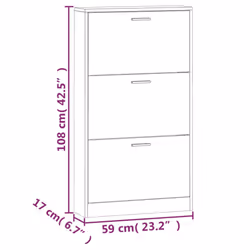 ) New Wood Shoe Cabinet 5Drawer Organiser Furniture Multi Colours Multi Sizes - Concrete grey, 59 x 17 x 108 cm (W x D x H - Additional view 9