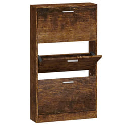 ) New Wood Shoe Cabinet 5Drawer Organiser Furniture Multi Colours Multi Sizes - Smoked oak, 59 x 17 x 108 cm (W x D x H