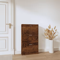 ) New Wood Shoe Cabinet 5Drawer Organiser Furniture Multi Colours Multi Sizes - Smoked oak, 59 x 17 x 108 cm (W x D x H