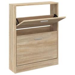) New Wood Shoe Cabinet 5Drawer Organiser Furniture Multi Colours Multi Sizes - Oak, 59 x 17 x 81 cm (W x D x H