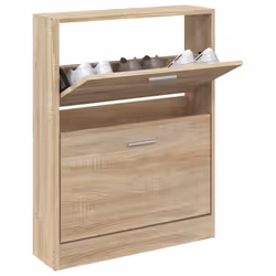 ) New Wood Shoe Cabinet 5Drawer Organiser Furniture Multi Colours Multi Sizes - Oak, 59 x 17 x 81 cm (W x D x H
