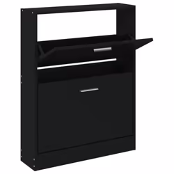 ) New Wood Shoe Cabinet 5Drawer Organiser Furniture Multi Colours Multi Sizes - Black, 59 x 17 x 81 cm (W x D x H