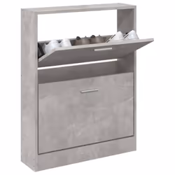 ) New Wood Shoe Cabinet 5Drawer Organiser Furniture Multi Colours Multi Sizes - Concrete grey, 59 x 17 x 81 cm (W x D x H - Additional view 2