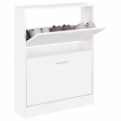 ) New Wood Shoe Cabinet 5Drawer Organiser Furniture Multi Colours Multi Sizes - High gloss white, 59 x 17 x 81 cm (W x D x H - Additional view 2