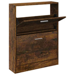 ) New Wood Shoe Cabinet 5Drawer Organiser Furniture Multi Colours Multi Sizes - Smoked oak, 59 x 17 x 81 cm (W x D x H