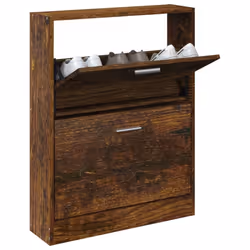 ) New Wood Shoe Cabinet 5Drawer Organiser Furniture Multi Colours Multi Sizes - Smoked oak, 59 x 17 x 81 cm (W x D x H