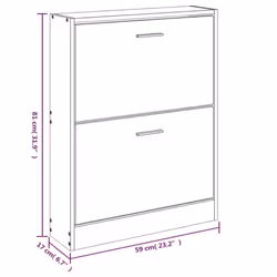 ) New Wood Shoe Cabinet 5Drawer Organiser Furniture Multi Colours Multi Sizes - Smoked oak, 59 x 17 x 81 cm (W x D x H