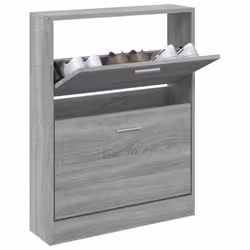 ) New Wood Shoe Cabinet 5Drawer Organiser Furniture Multi Colours Multi Sizes - Grey sonoma, 59 x 17 x 81 cm (W x D x H - Additional view 2