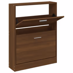 ) New Wood Shoe Cabinet 5Drawer Organiser Furniture Multi Colours Multi Sizes - Brown oak, 59 x 17 x 81 cm (W x D x H